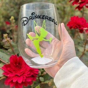 Tinkerbell Disney Themed Stemless Wine Glass - Drinkerbell Funny Wine lover gift